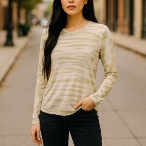 Reformation Pistachio Stripe Tie Dye Eddie Long Sleeve Tee XS